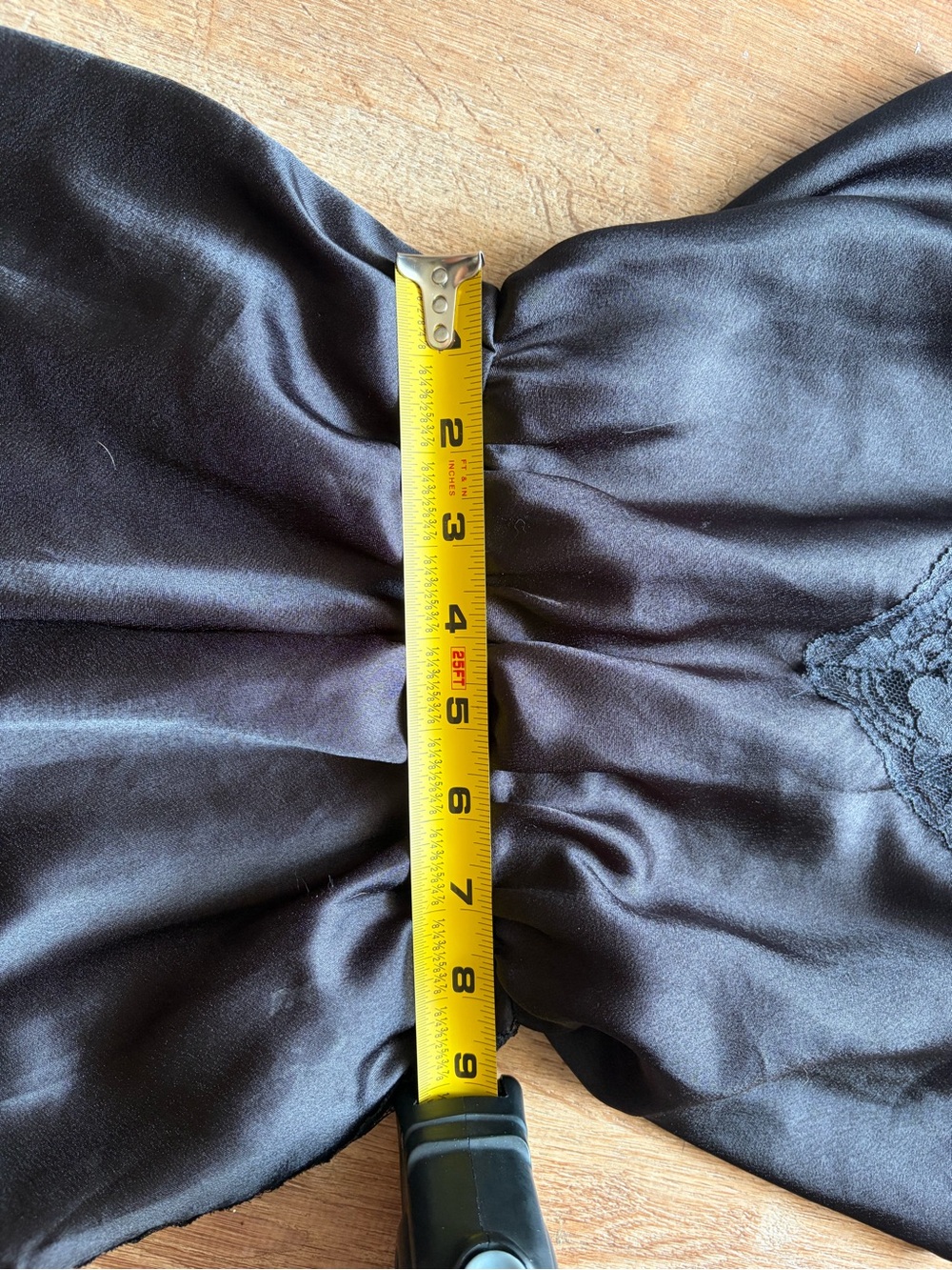 Vintage 80s Black Lace-Trim Satin Teddy Romper - Picture 9 of 11